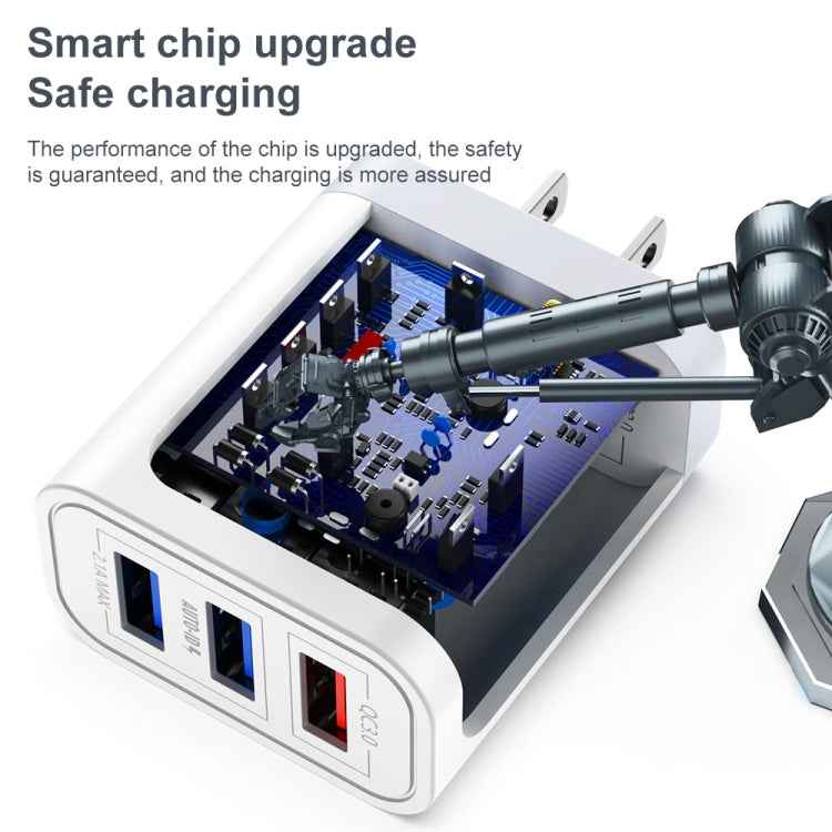 IVON AD37 5A QC 3.0 Three USB Port Travel Charger, US Plug