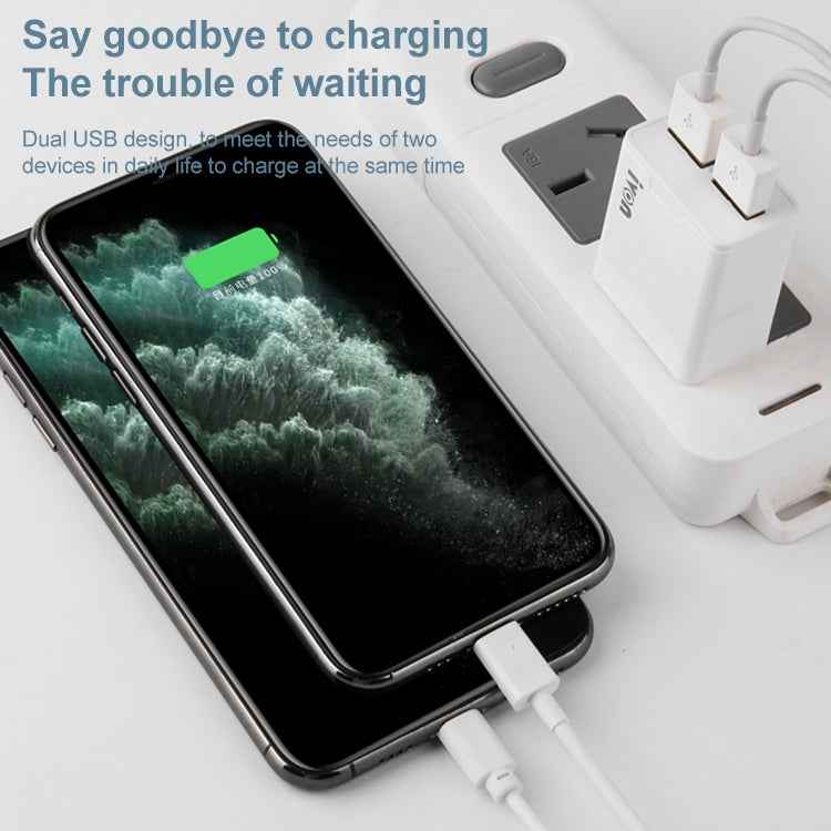 IVON AD38 5V 2.1A Dual USB Port Travel Charger, US Plug