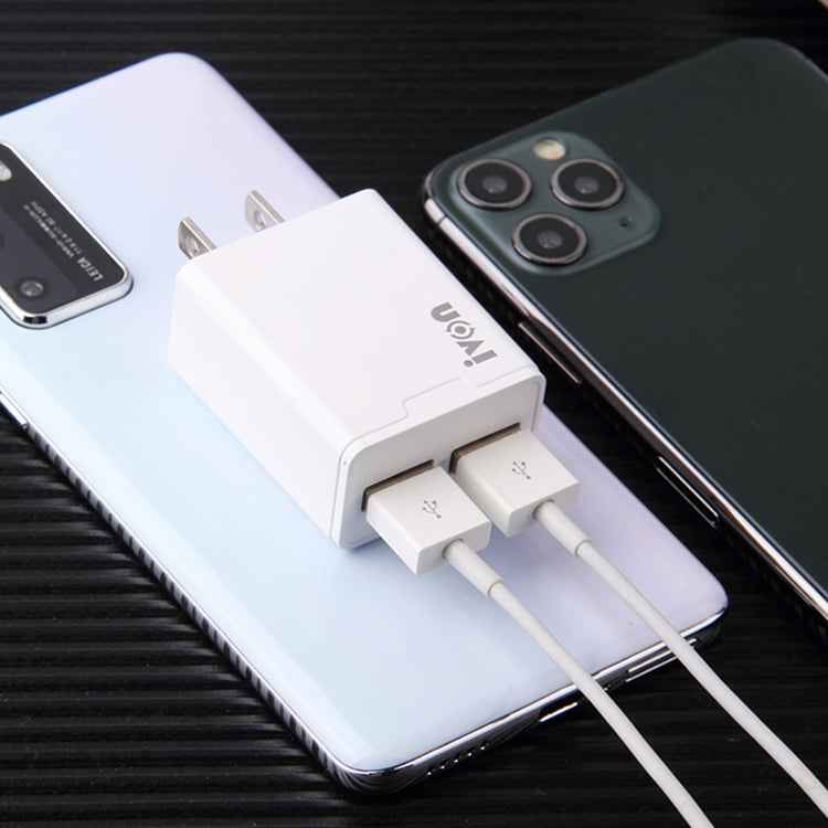 IVON AD38 5V 2.1A Dual USB Port Travel Charger, US Plug