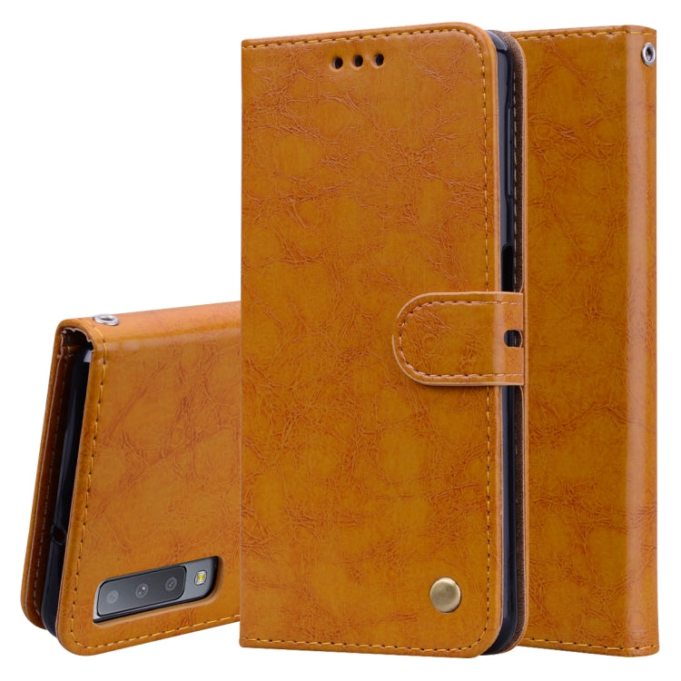 Business Style Oil Wax Texture Horizontal Flip Leather Case for Galaxy A7 (2018), with Holder & Card Slots & Wallet