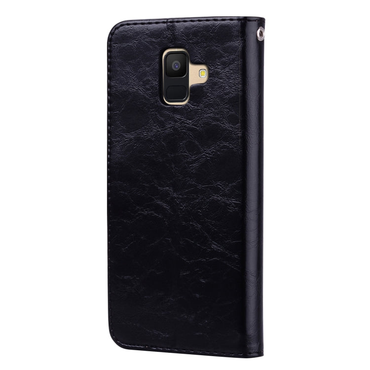 Business Style Oil Wax Texture Horizontal Flip Leather Case for Galaxy A6 (2018), with Holder & Card Slots & Wallet