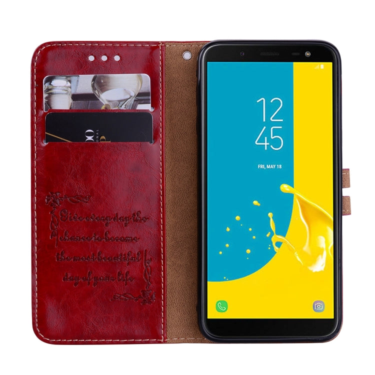Business Style Oil Wax Texture Horizontal Flip Leather Case for Galaxy J6 (EU Version) (2018), with Holder & Card Slots & Wallet