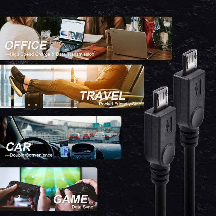 USB-C / Type-C Female to 2 x Micro USB Male Adapter Y Cable, Total Length: about 30cm
