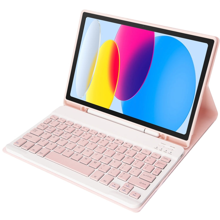 For iPad 11 2025 / 10th Gen 10.9 2022 A10B Lambskin Texture Ultra-thin Bluetooth Keyboard Leather Tablet Case with Pen Slot