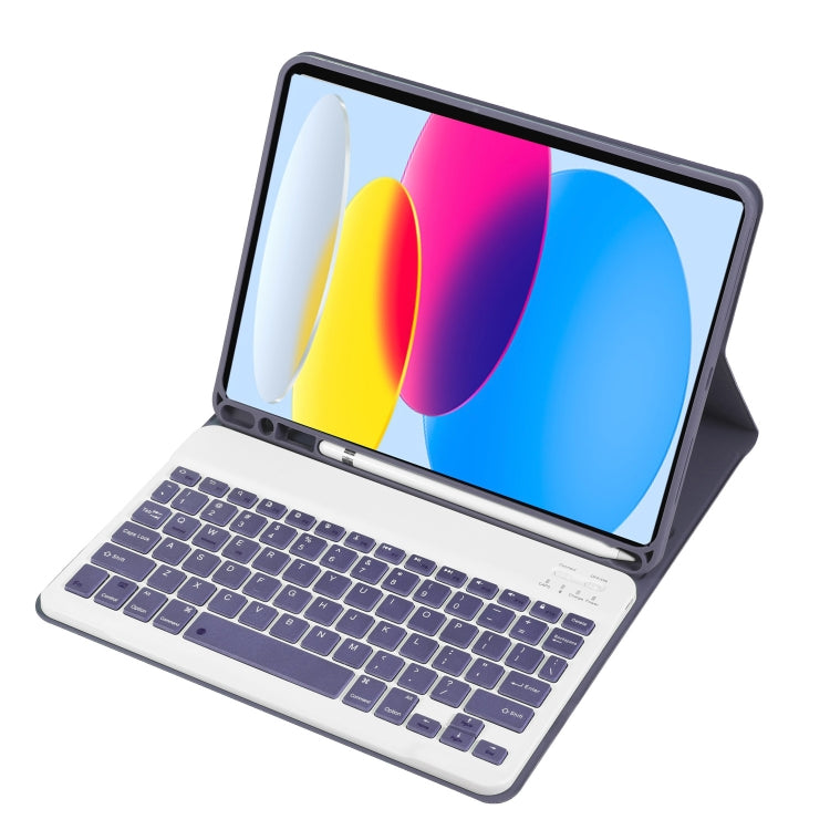 For iPad 11 2025 / 10th Gen 10.9 2022 A10B Lambskin Texture Ultra-thin Bluetooth Keyboard Leather Tablet Case with Pen Slot
