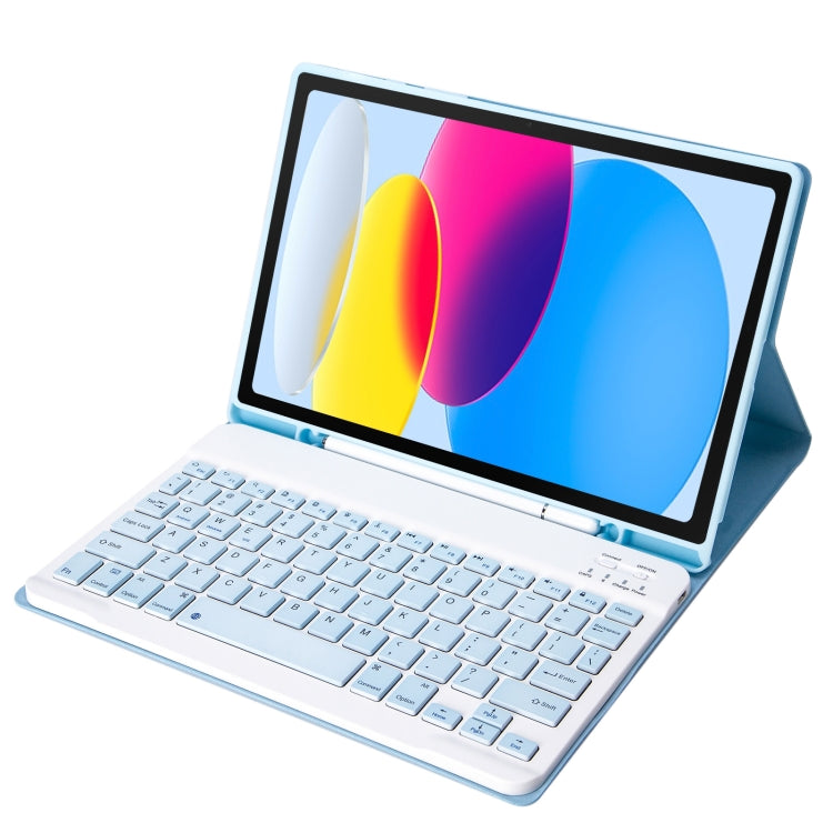 For iPad 11 2025 / 10th Gen 10.9 2022 A10B Lambskin Texture Ultra-thin Bluetooth Keyboard Leather Tablet Case with Pen Slot