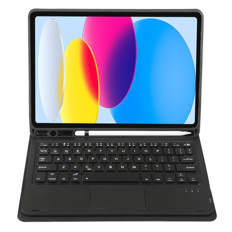 For iPad 11 2025 / 10th Gen 10.9 2022 A10B-A Lambskin Texture Bluetooth Touch Keyboard Leather Tablet Case with Pen Slot