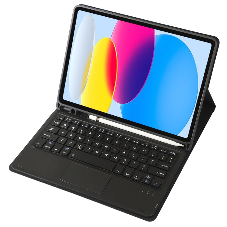 For iPad 11 2025 / 10th Gen 10.9 2022 A10B-A Lambskin Texture Bluetooth Touch Keyboard Leather Tablet Case with Pen Slot