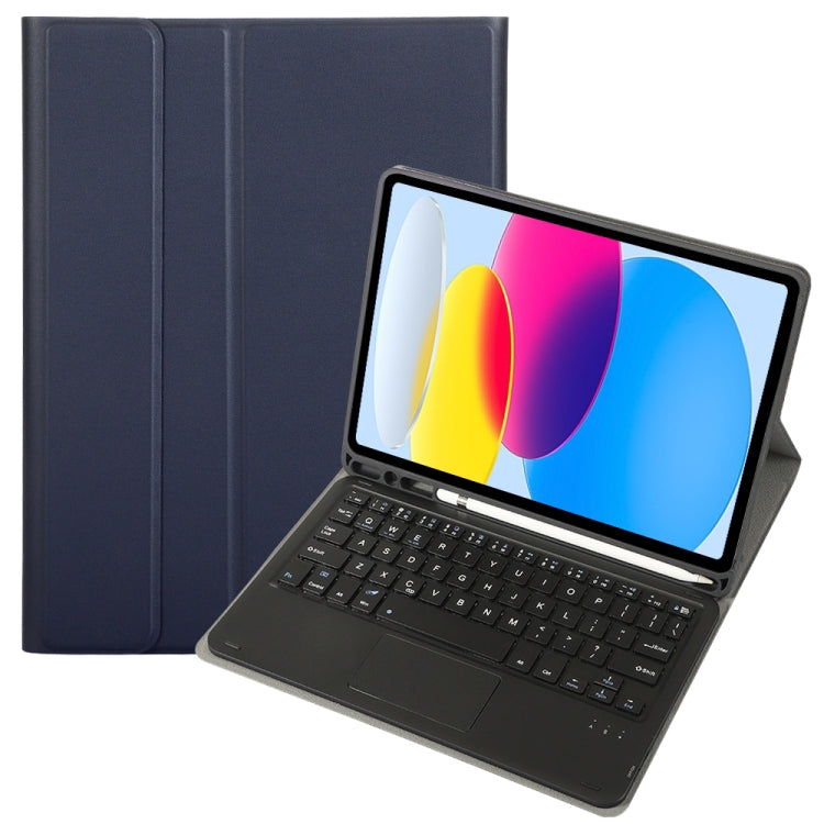 For iPad 11 2025 / 10th Gen 10.9 2022 A10B-A Lambskin Texture Bluetooth Touch Keyboard Leather Tablet Case with Pen Slot, A10B-A