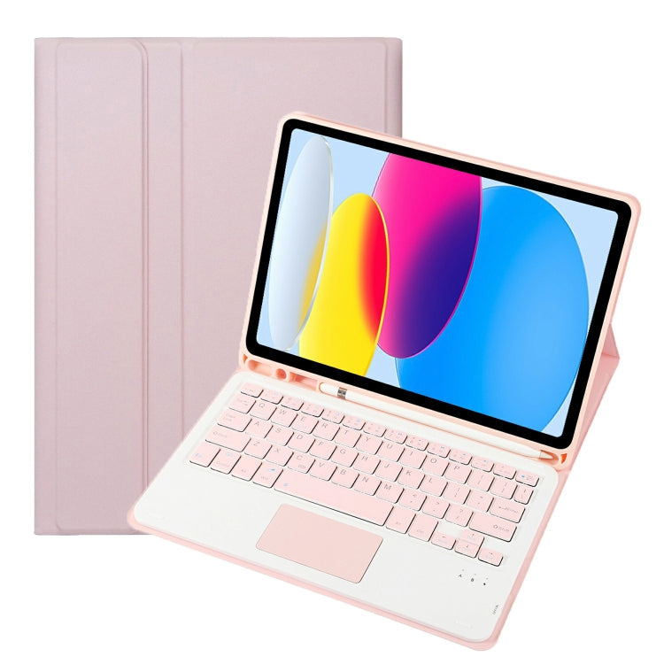 For iPad 11 2025 / 10th Gen 10.9 2022 A10B-A Lambskin Texture Bluetooth Touch Keyboard Leather Tablet Case with Pen Slot