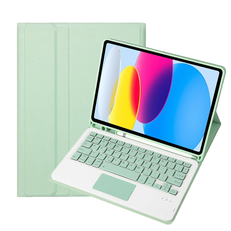 For iPad 11 2025 / 10th Gen 10.9 2022 A10B-A Lambskin Texture Bluetooth Touch Keyboard Leather Tablet Case with Pen Slot