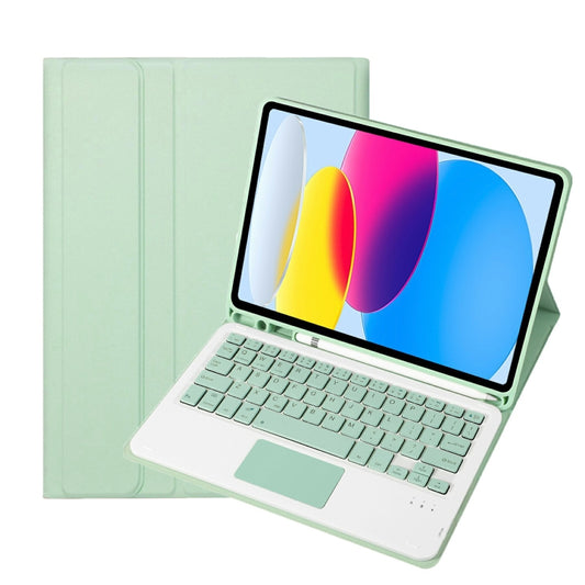 For iPad 11 2025 / 10th Gen 10.9 2022 A10B-A Lambskin Texture Bluetooth Touch Keyboard Leather Tablet Case with Pen Slot, A10B-A