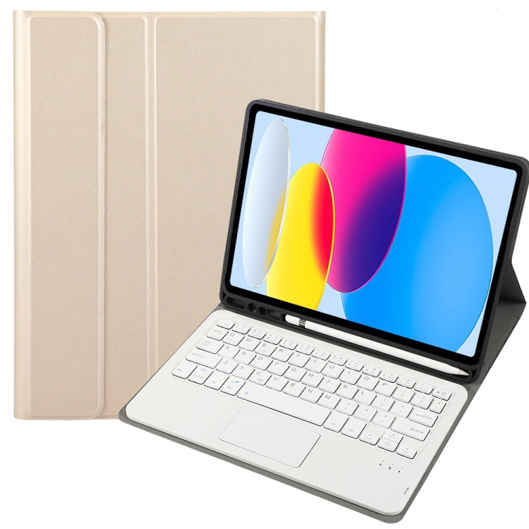 For iPad 11 2025 / 10th Gen 10.9 2022 A10B-A Lambskin Texture Bluetooth Touch Keyboard Leather Tablet Case with Pen Slot