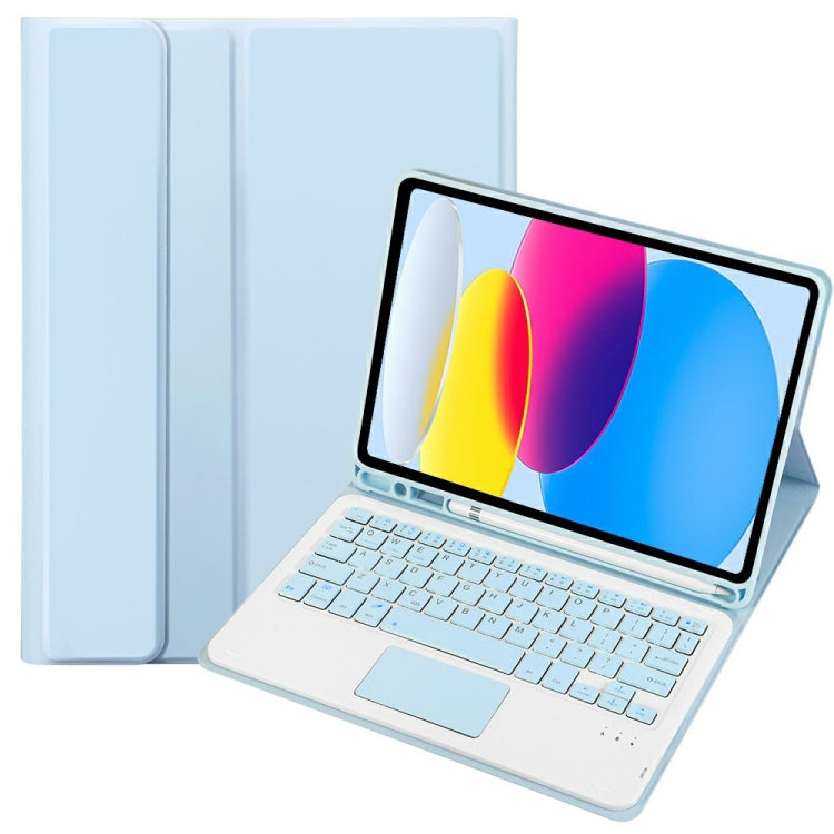 For iPad 11 2025 / 10th Gen 10.9 2022 A10B-A Lambskin Texture Bluetooth Touch Keyboard Leather Tablet Case with Pen Slot