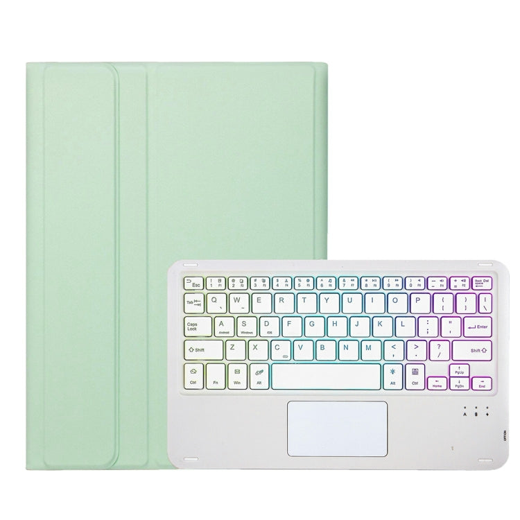 For iPad 11 2025 / 10th Gen 10.9 2022 A10B-AS Lambskin Texture Backlight Bluetooth Touch Keyboard Leather Tablet Case with Pen Slot