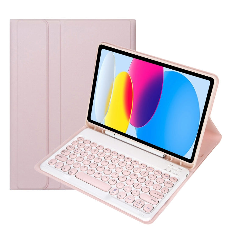 For iPad 11 2025 / 10th Gen 10.9 2022 YA10B Lambskin Texture Bluetooth Keyboard Leather Tablet Case with Pen Slot, YA10B