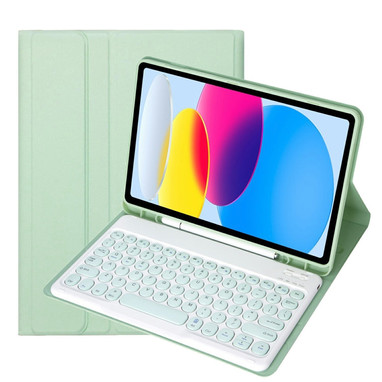 For iPad 11 2025 / 10th Gen 10.9 2022 YA10B Lambskin Texture Bluetooth Keyboard Leather Tablet Case with Pen Slot