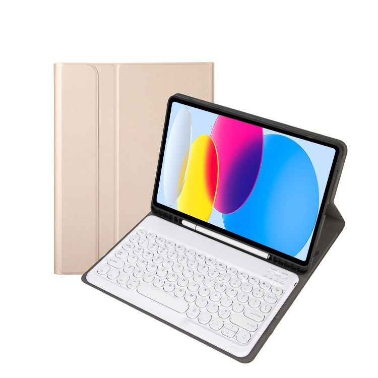 For iPad 11 2025 / 10th Gen 10.9 2022 YA10B Lambskin Texture Bluetooth Keyboard Leather Tablet Case with Pen Slot, YA10B