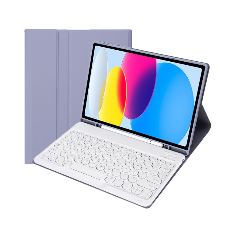 For iPad 11 2025 / 10th Gen 10.9 2022 YA10B Lambskin Texture Bluetooth Keyboard Leather Tablet Case with Pen Slot