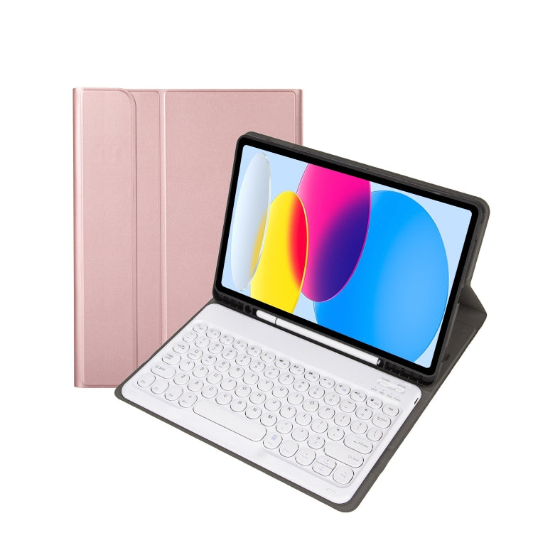 For iPad 11 2025 / 10th Gen 10.9 2022 YA10B Lambskin Texture Bluetooth Keyboard Leather Tablet Case with Pen Slot, YA10B