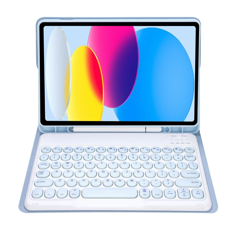For iPad 11 2025 / 10th Gen 10.9 2022 YA10B Lambskin Texture Bluetooth Keyboard Leather Tablet Case with Pen Slot, YA10B