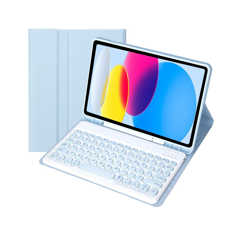 For iPad 11 2025 / 10th Gen 10.9 2022 YA10B Lambskin Texture Bluetooth Keyboard Leather Tablet Case with Pen Slot