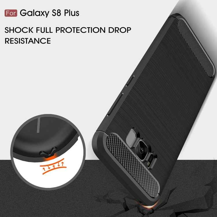 For Galaxy S8 + / G9550 Brushed Carbon Fiber Texture Shockproof TPU Protective Cover Case