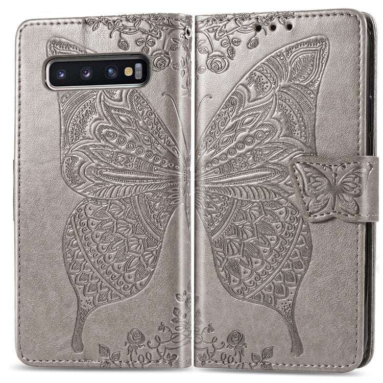 Funda de piel con tapa horizontal con estampado de mariposas y flores para Galaxy S10, con soporte, ranuras para tarjetas, cartera y cordón.