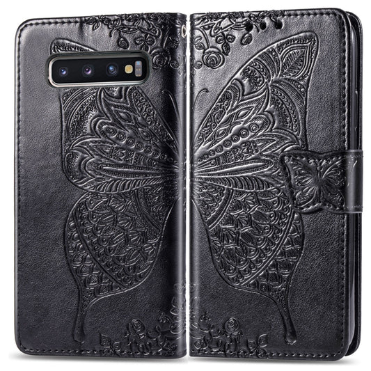 Butterfly Love Flowers Embossing Horizontal Flip Leather Case for Galaxy S10+, with Holder & Card Slots & Wallet & Lanyard