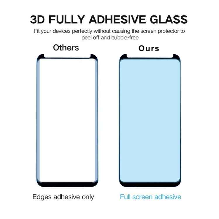 For Galaxy S9 0.33mm 9H Surface Hardness 3D Curved Edge Anti-scratch Non-full Screen HD Fully Adhesive Glass Screen Protector, For Galaxy S9 Fully Adhesive
