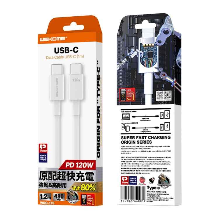 WK WDC-175 120W USB-C/Type-C to USB/Type-C Fast Charge Data Cable, Length: 1.2m