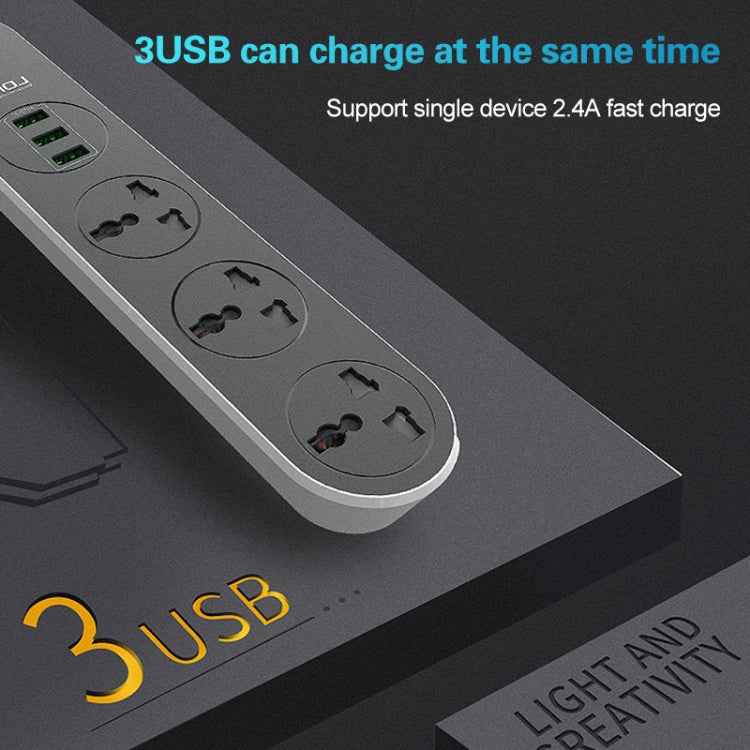 LDNIO SC3301 3 x USB Ports Travel Home Office Socket, Cable Length: 1.6m, US Plug