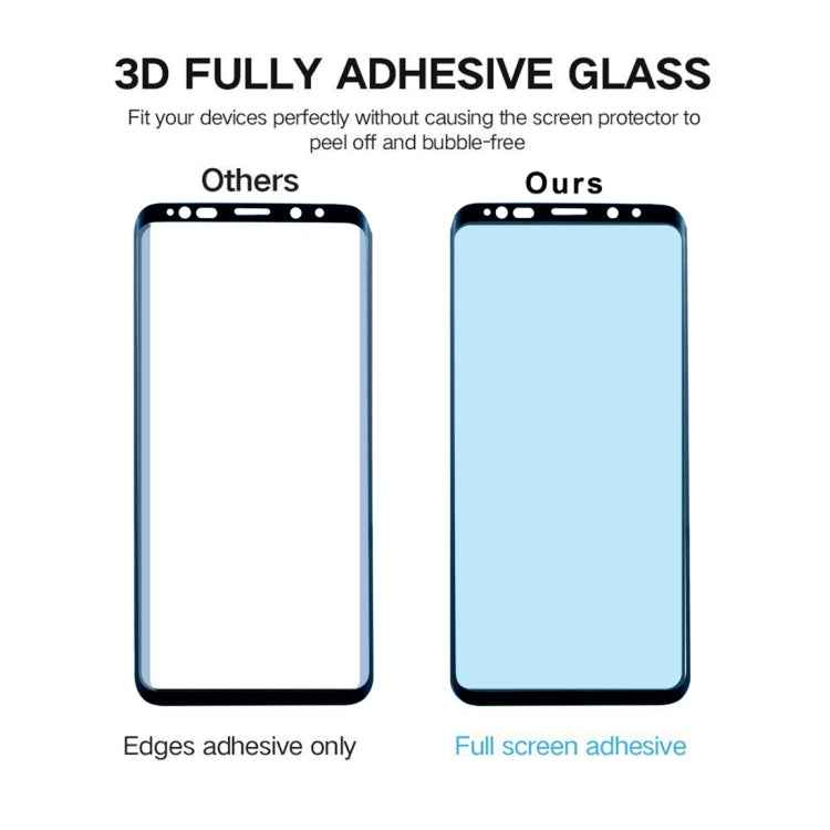 For Galaxy S9+ 0.33mm 9H Surface Hardness 3D Curved Edge Anti-scratch Full Screen HD Full Glue Glass Screen Protector