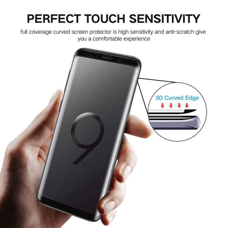 For Galaxy S9+ 0.33mm 9H Surface Hardness 3D Curved Edge Anti-scratch Full Screen HD Full Glue Glass Screen Protector