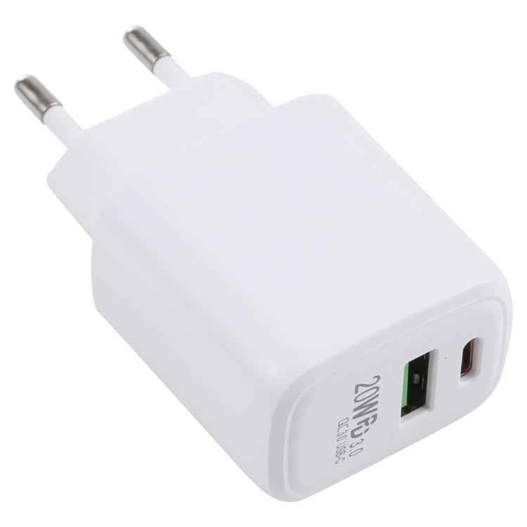 LZ-215A+C 20W QC 3.0 USB + PD 3.0 USB-C / Type-C Fast Charging Travel Charger, EU Plug