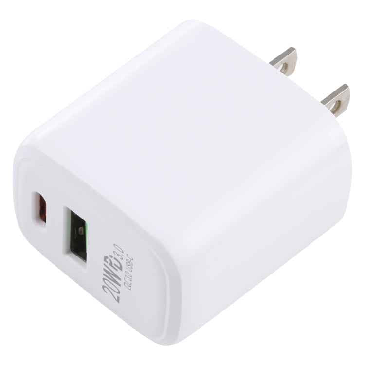 LZ-215A+C 20W QC 3.0 USB + PD 3.0 USB-C / Type-C Fast Charging Travel Charger, US Plug