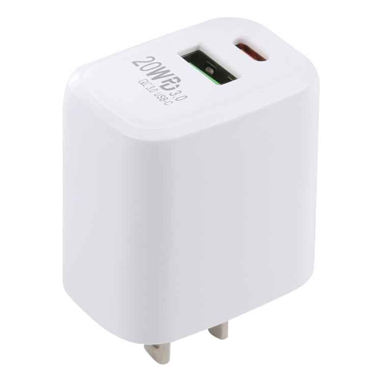 LZ-215A+C 20W QC 3.0 USB + PD 3.0 USB-C / Type-C Fast Charging Travel Charger, US Plug