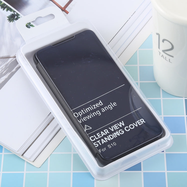 PU Electroplating Mirror Horizontal Flip Leather Case for Galaxy S10, with Holder