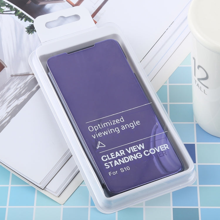 PU Electroplating Mirror Horizontal Flip Leather Case for Galaxy S10, with Holder, For Galaxy S10