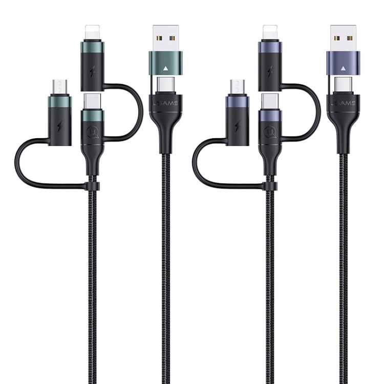 USAMS US-SJ547 U62 USB + Type-C / USB-C toType-C / USB-C + 8 Pin + Micro Aluminum Alloy PD Fast Charging Data Cable, Length: 1.2m