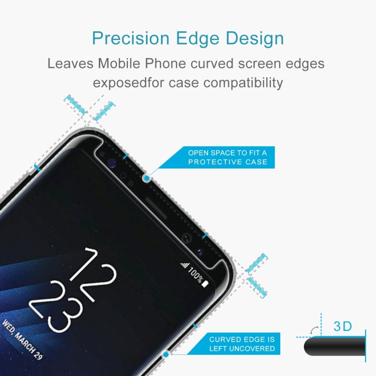 Case Friendly Screen Curved Tempered Glass Film For Galaxy S8 / G950, Galaxy S8 3D, For Galaxy S8 Black Frame