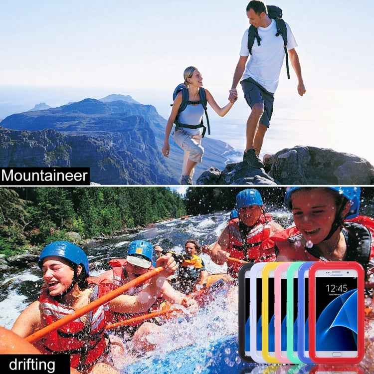 For Galaxy S7 / G930 IPX8 Plastic + Silicone Transparent Waterproof Protective Case with Lanyard