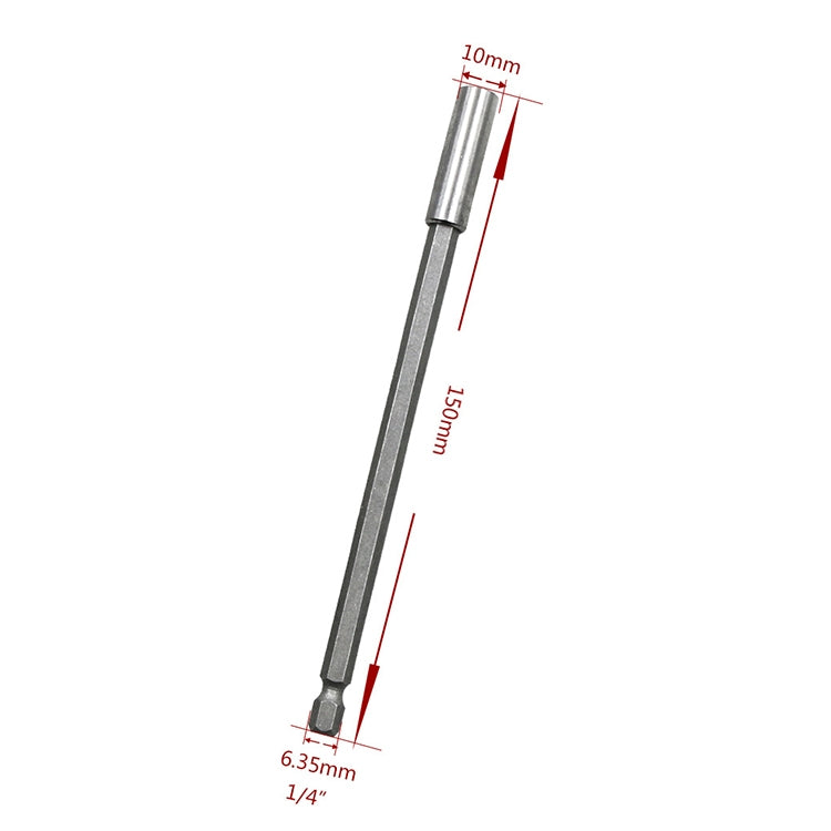 5 PCS 1/4 Electric Batch Head High Magnetism Connecting Rod Pistol Drill Extension Rod Sleeve Fast Turning Joint, Length: 150mm