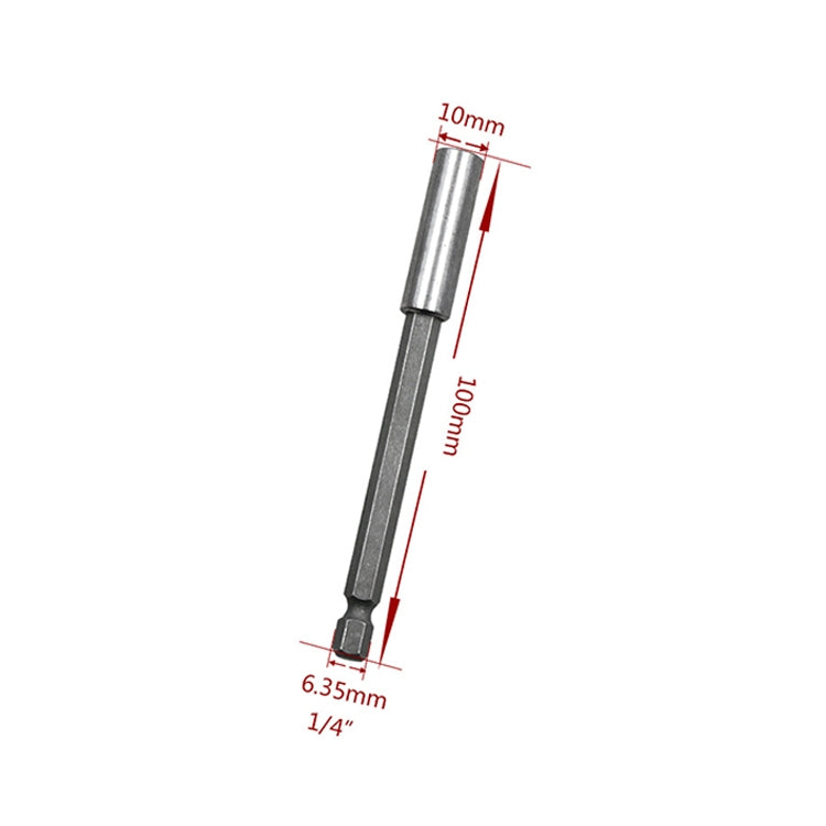 5 PCS 1/4 Electric Batch Head High Magnetism Connecting Rod Pistol Drill Extension Rod Sleeve Fast Turning Joint, Length: 100mm, 100mm Joint