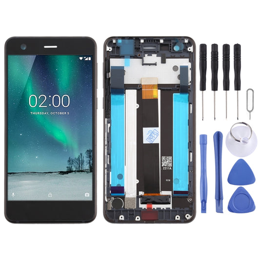 LCD Screen and Digitizer Full Assembly with Frame & Side Keys for Nokia 2 N2 TA-1007 TA-1029 TA-1023 TA-1035 TA-1011, For Nokia 2