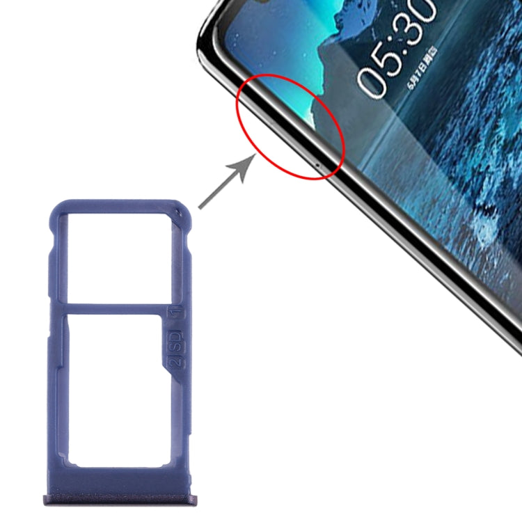 SIM Card Tray + SIM Card Tray / Micro SD Card Tray for Nokia 5.1 Plus / X5 TA-1102 TA-1105 TA-1108 TA-1109 TA-1112 TA-1120 TA-1199, For Nokia 5.1 Plus