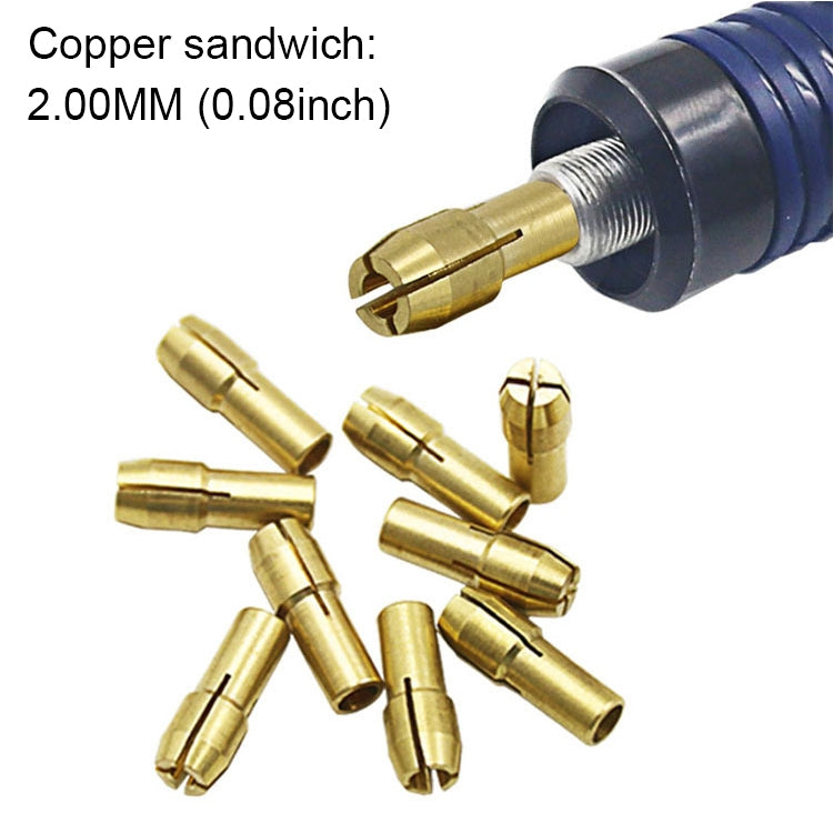 10 PCS Three-claw Copper Clamp Nut for Electric Mill Fittings，Bore diameter: 2.0mm