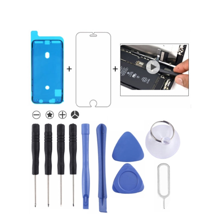 12 in 1 Repair Kits & Gifts (4 x Screwdriver + 2 x Teardown Rods + 2 x Triangle on Thick Slices + 1 x Eject Pin + 1 x Chuck + 1 x Waterproof Sticker + 1 x Tempered Glass), 12 in 1 Repair Kits & Gifts