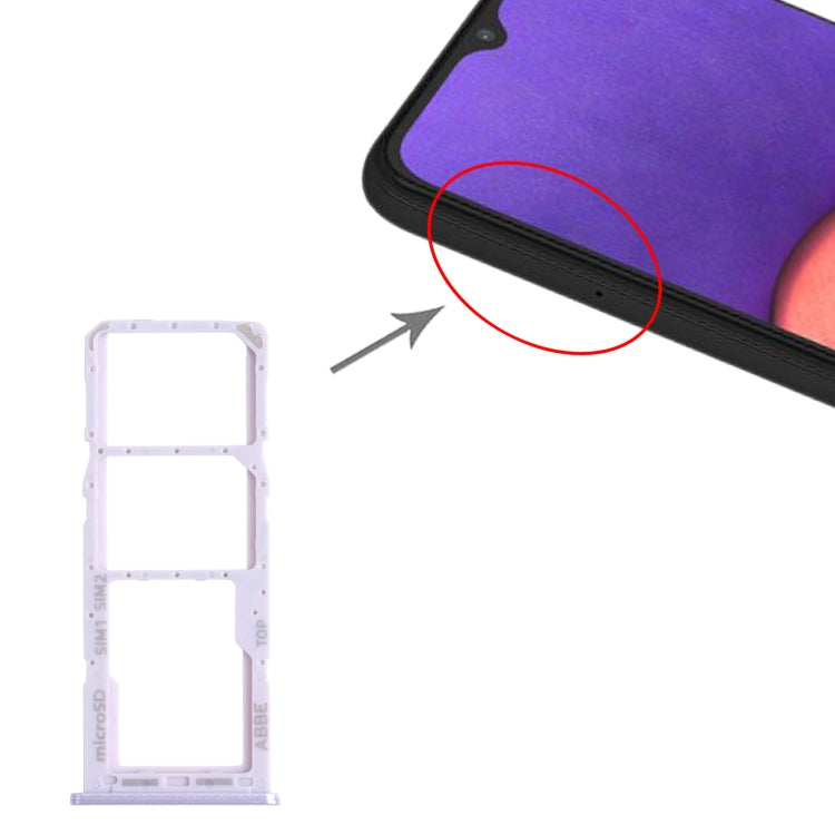 For Samsung Galaxy A22 SM-A225 SIM Card Tray + SIM Card Tray + Micro SD Card Tray, For Samsung Galaxy A22