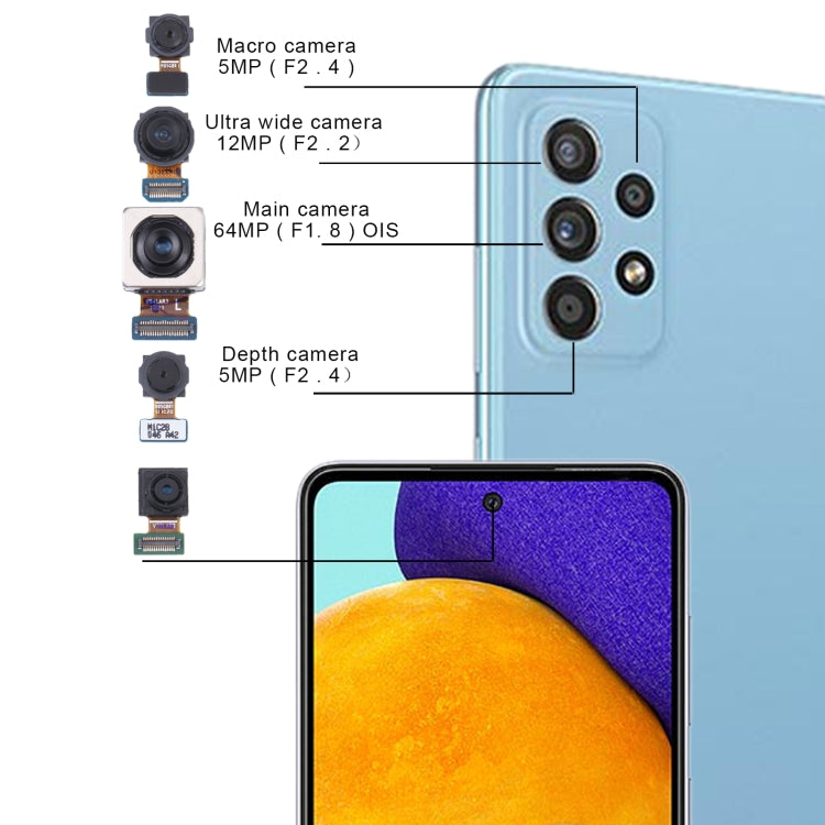 For Samsung Galaxy A52 SM-A525 Original Camera Set (Depth + Macro + Wide + Main Camera + Front Camera), For Samsung Galaxy A52 (Original) - BSPART